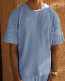 Baby Blue Pleated T-Shirt - men's pleated t-shirt by Viesto World
