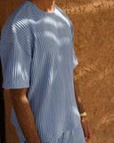 Baby Blue Pleated T-Shirt - men's pleated t-shirt by Viesto World