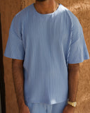 Baby Blue Pleated T-Shirt - men's pleated t-shirt by Viesto World