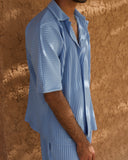 Baby Blue Pleated Shirt - men's pleated shirt by Viesto World