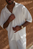White Pleated Shirt - men's pleated shirt by Viesto World