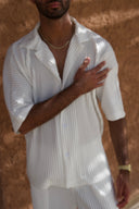 White Pleated Shirt - men's pleated shirt by Viesto World