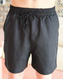 Black Linen Shorts - men's linen shorts by Viesto World
