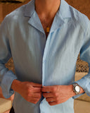 Blue Linen Shirt - men's linen shirt by Viesto World