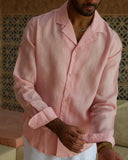 Pink Linen Shirt - men's linen shirt by Viesto World