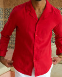 Red Linen Shirt - men's linen shirt by Viesto World