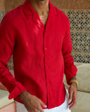 Red Linen Shirt - men's linen shirt by Viesto World