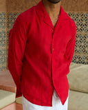 Red Linen Shirt - men's linen shirt by Viesto World