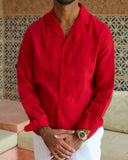 Red Linen Shirt - men's linen shirt by Viesto World