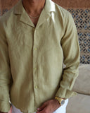 Olive Linen Shirt - men's linen shirt by Viesto World