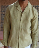 Olive Linen Shirt - men's linen shirt by Viesto World
