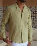 Olive Linen Shirt - men's linen shirt by Viesto World