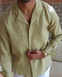 Olive Linen Shirt - men's linen shirt by Viesto World