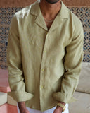 Olive Linen Shirt - men's linen shirt by Viesto World