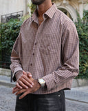 Sentier Brown Check Cropped Shirt
