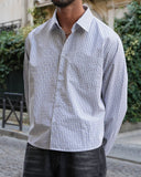 Sentier Grey Check Cropped Shirt