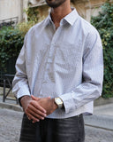 Sentier Grey Check Cropped Shirt