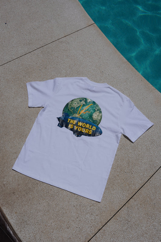 "The World Is Yours" Graphic White T Shirt - "Pre-order"