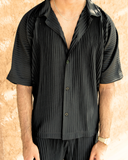 Black Pleated Shirt - men's pleated shirt by Viesto World