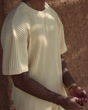 Yellow Pleated T-Shirt - men's pleated t-shirt by Viesto World