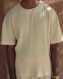 Yellow Pleated T-Shirt - men's pleated t-shirt by Viesto World
