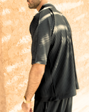 Black Pleated Shirt - men's pleated shirt by Viesto World