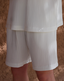 White Pleated Shorts - men's pleated shorts by Viesto World