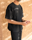 Black Pleated T-Shirt - men's pleated t-shirt by Viesto World