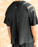 Black Pleated T-Shirt - men's pleated t-shirt by Viesto World