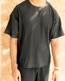 Black Pleated T-Shirt - men's pleated t-shirt by Viesto World