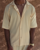 Honey Yellow Pleated Shirt - men's pleated shirt by Viesto World
