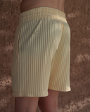 Yellow Pleated Shorts - men's pleated shorts by Viesto World