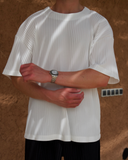 White Pleated T-Shirt - men's pleated t-shirt by Viesto World