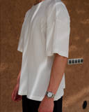 White Pleated T-Shirt - men's pleated t-shirt by Viesto World