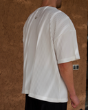 White Pleated T-Shirt - men's pleated t-shirt by Viesto World