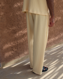 Honey Yellow Pleated Trousers - men's pleated trousers by Viesto World