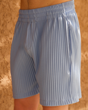 Baby Blue Pleated Shorts - men's pleated shorts by Viesto World
