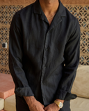 Black Linen Shirt - men's linen shirt by Viesto World