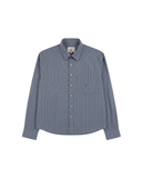 Sentier Navy Check Cropped Shirt